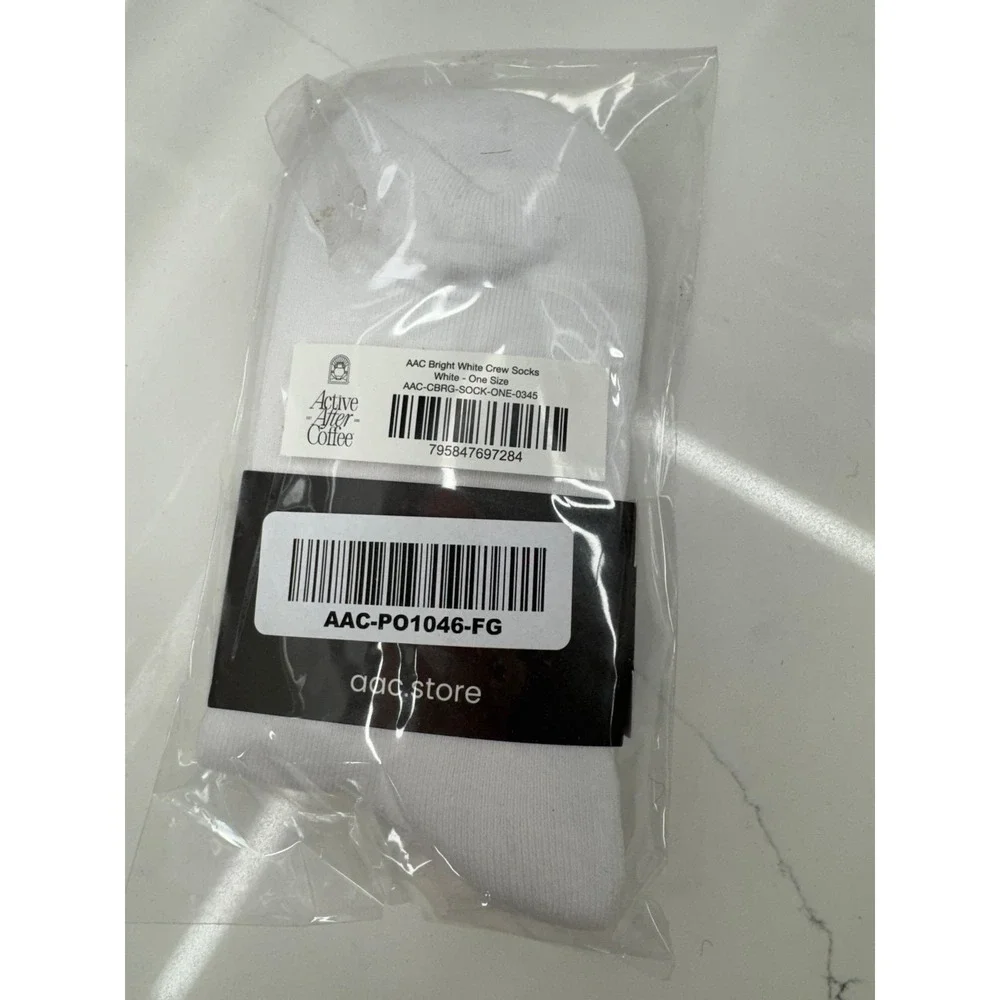 Active After Coffee bright white‎ crew socks